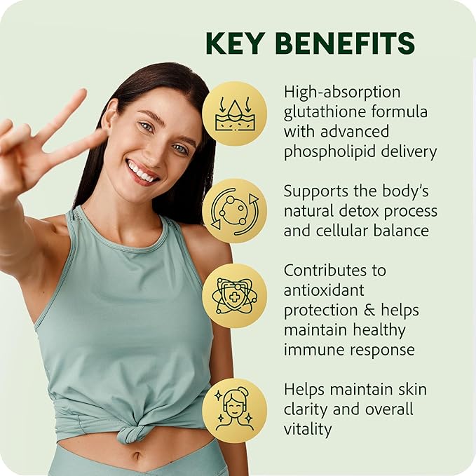 Liposomal Glutathione Liquid for Detox Skin Glow &amp Immune Support – Fast-Acting Reduced Glutathione with CELLg8 High Absorption Antioxidant Sugar-Free Vegan Non-GMO – 30 Servings 4 fl oz