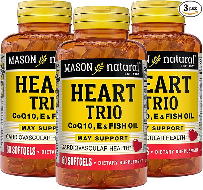 MASON NATURAL Heart TrioCo Q10 Vitamin E &amp Fish Oil 3 Month Suppy Supports Normal Heart Health 3 Pack