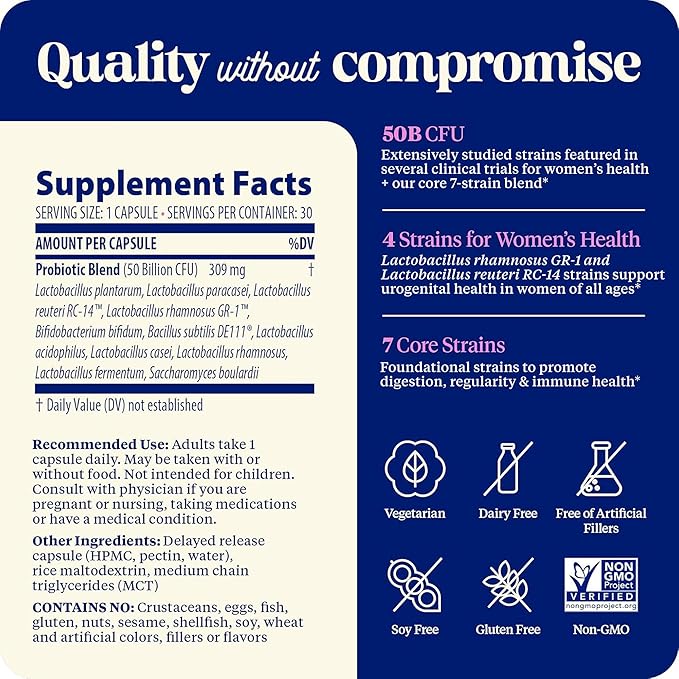 Enzymedica SubCulture Probiotics for Women 50 Billion CFU Vaginal &amp Urinary Health Immune and Digestive Support 30 Capsules