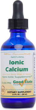 Good State | Natural Ionic Calcium | Liquid Concentrate | Nano Sized Mineral Technology | Professional Grade Dietary Supplement | Supports Healthy Bones Tendons &amp Ligaments | 1.6 Fl oz Bottle (50