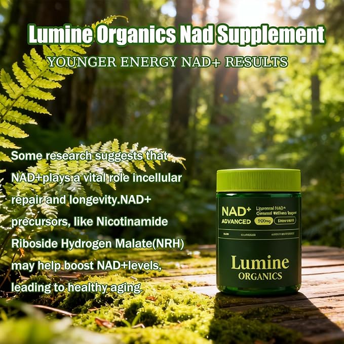 1PCSLumine Organics NAD+ Supplement for Energy Metabolism Support Liposomal Capsules Containing ResveratrolNicotinamide Ribosidean &amp QuercetinAlternative to NMN SupplementGluten-FreeVegan (1P