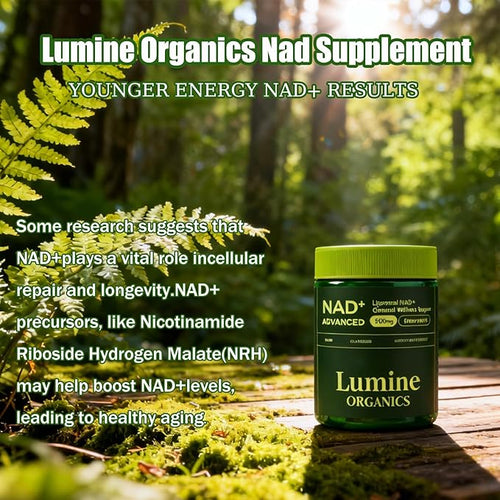 1PCSLumine Organics NAD+ Supplement for Energy Metabolism Support Liposomal Capsules Containing ResveratrolNicotinamide Ribosidean &amp QuercetinAlternative to NMN SupplementGluten-FreeVegan (1P