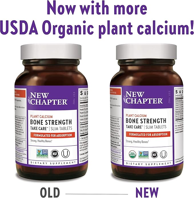 New Chapter Calcium Supplement - Bone Strength Whole Food Calcium with Vitamin K2 + D3 + Magnesium Vegetarian Gluten Free 90 Count (1 month supply)