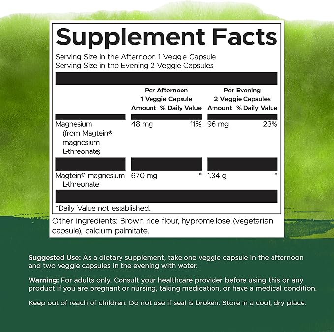Swanson Magnesium L-Threonate Brain and Cognitive Health Supplement for Professionals Seeking Mental Clarity - 96 mg Magnesium per Serving (90 Vegan Capsules 2 Pack)