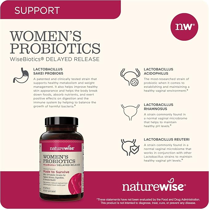 NatureWise [1] Probiotics for Women + Cranberry for PH &amp Urinary - 60 Capsules[60-Day Supply] + (Pack of 2) Ashwagandha for Stress + GABA &amp L-Theanine - 60 Capsules[30-Day Supply]