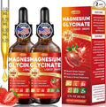 Magnesium Glycinate Liquid Drops Supplement - Vegan GMO Free Gluten Free for Muscle &amp Bone Health Support (Strawberry 60ml) 2 Pack
