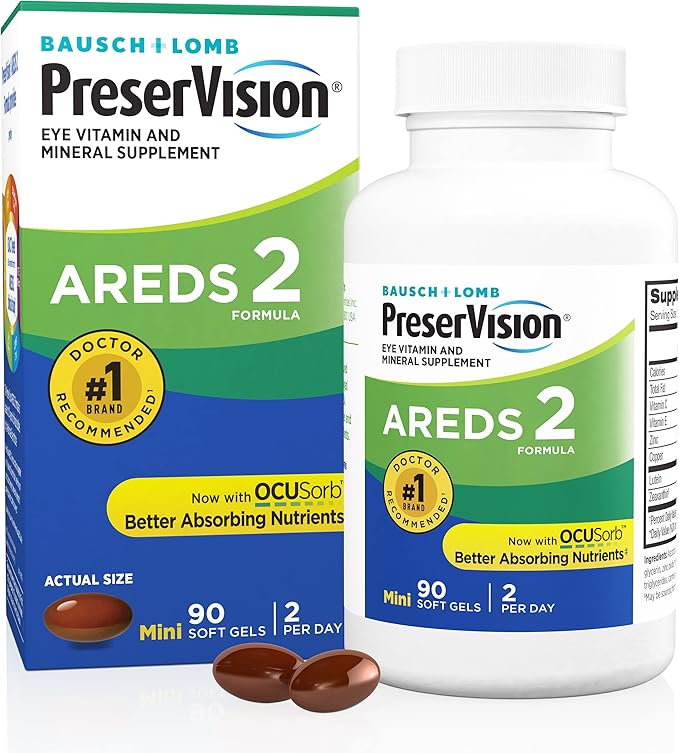 PreserVision AREDS 2 Eye Vitamins #1 Eye Doctor Recommended Brand Lutein and Zeaxanthin Supplement with Vitamin C Vitamin E Zinc and Copper 90 Softgels (Minigels)