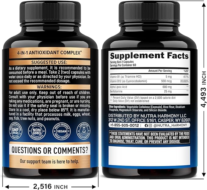 NUTRAHARMONY Alpha Lipoic Acid &amp Magnesium Glycinate with Glycine Capsules