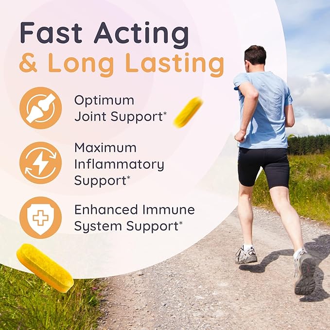 Joint Immune Support Supplement Patented Blend Turmeric Curcumin C3 Complex with Black Pepper Boswellia PS Extract &amp Ginger Fast-Acting 20 minutes 8-Hour Sustained Release 120 Caplets - Sanje