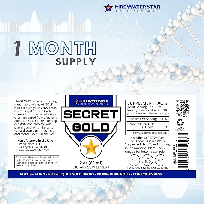 FWS Colloidal Gold Liquid Drops Ascension Meditation Spiritual Aid Brain Boost Enhance Awareness Clarity Dreams Intuition Made from 99.99% Pure Swiss Gold 100 ppm Ruby Red Real 24K