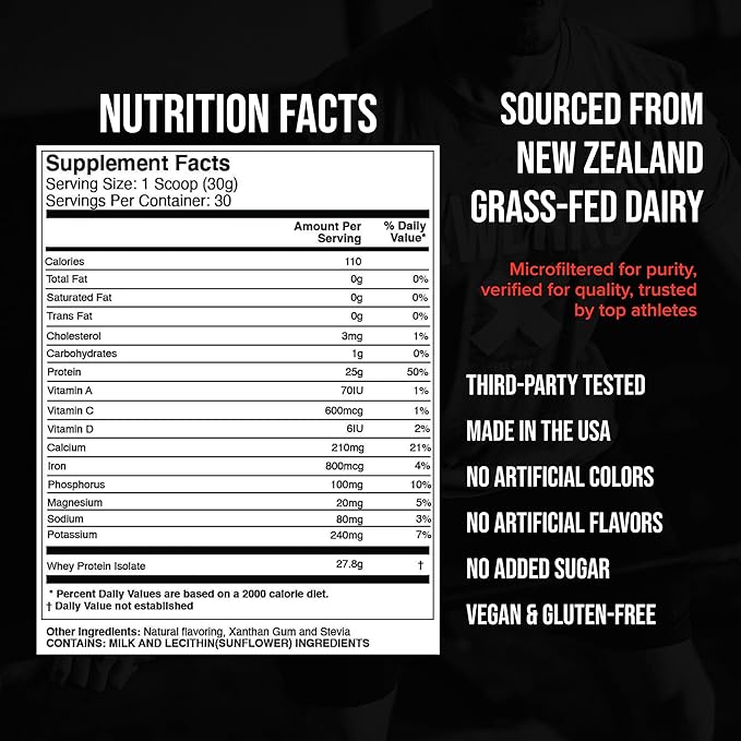 Xwerks Grow Whey Protein Powder 25g Pure Isolate Protein from New Zealand Grass Fed Cows Builds Strength and Speeds Recovery Paleo and Keto Friendly Soy and Gluten Free Chocolate 30 Servings