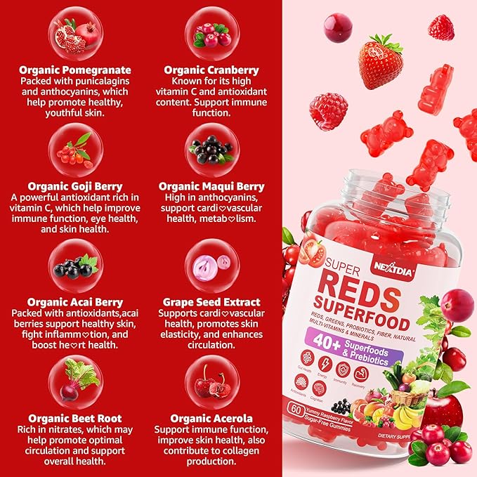 Kids Calcium Gummies + D3 &amp 2 Pack Super Reds Gummies
