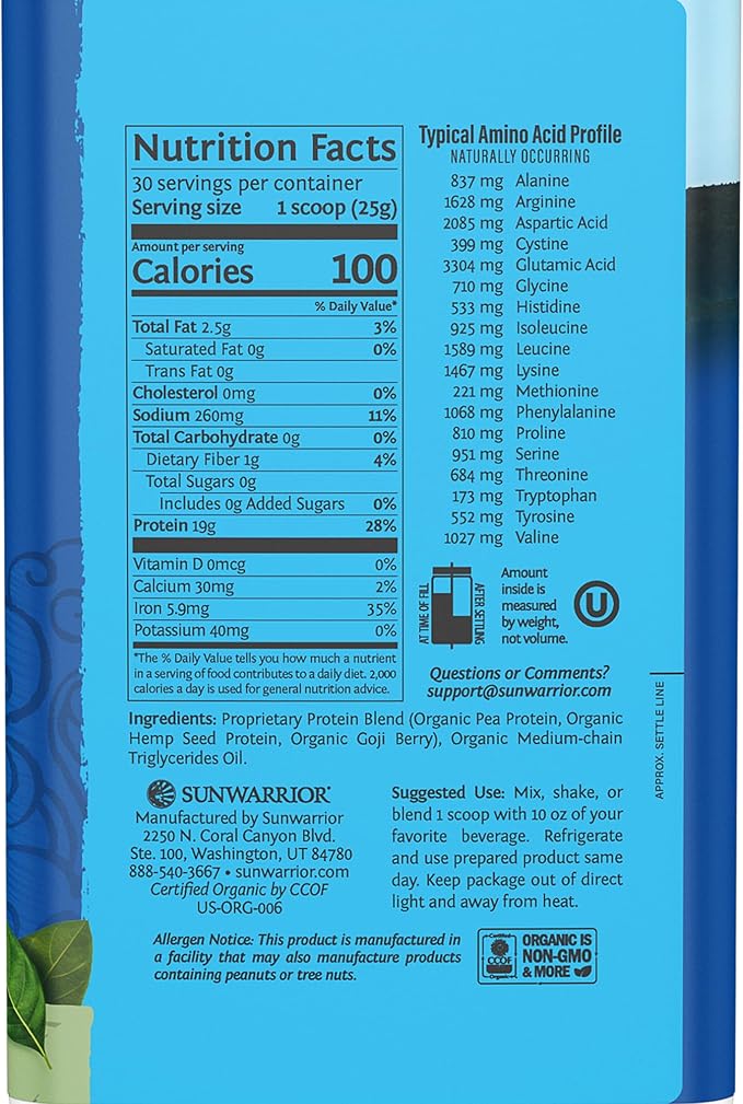 Sunwarrior Organic Greens Probiotic Powder &amp Plant Based Protein Powder Set | Bundle &amp Save | Ormus Supergreens Plus Vegan Organic Warrior Blend (30 Servings Protein 45 Servings Greens)