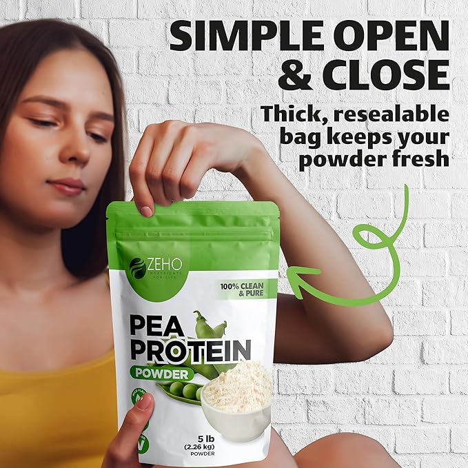Pea Protein Powder – 5 lb Plant-Based Protein – Isolate Powder for Beverages Snacks Shakes – Clean Unflavored Taste – Diet-Friendly and Easy to Digest – Resealable Pouch