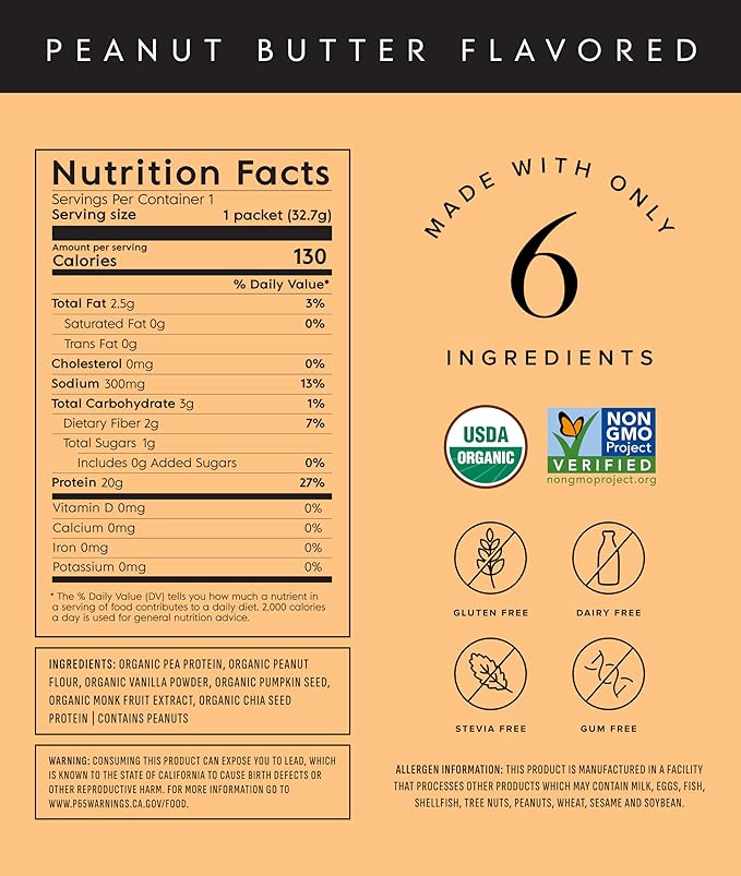 Truvani Vegan Pea Protein Powder | Peanut Butter | 20g Organic Plant Based Protein | Single Serving Travel Packets | 10 Servings | Keto | Gluten &amp Dairy Free | Low Carb | No Added Sugar (Pack of 2