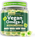 Vegan Omega 3 Gummies + Phospholipids Astaxanthin Vitamin D3 DHA 560mg &amp EPA 280mg Fish-Free Algae Omega 3 Supplement for Adults &amp Kids for Brain Eye Skin and Overall Health Sugar Free