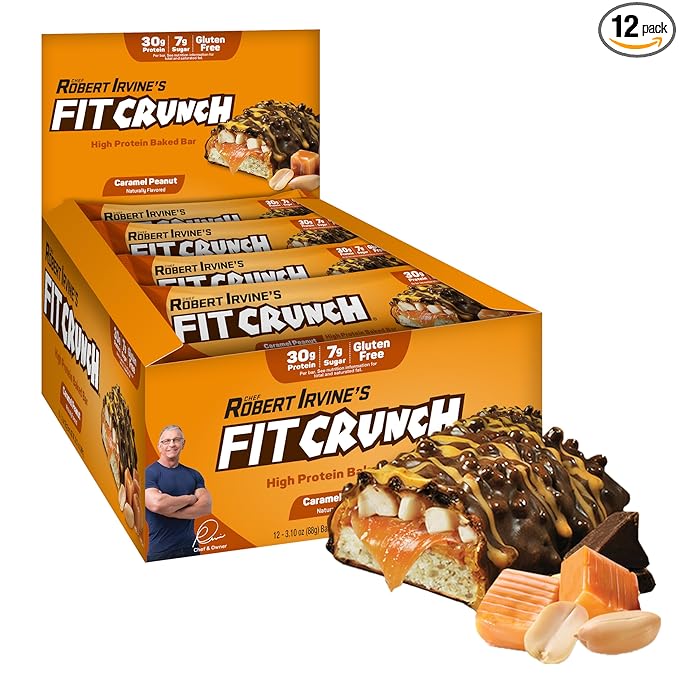 Fit Crunch Full Size Protein Bars (12 Bars Caramel Peanut)