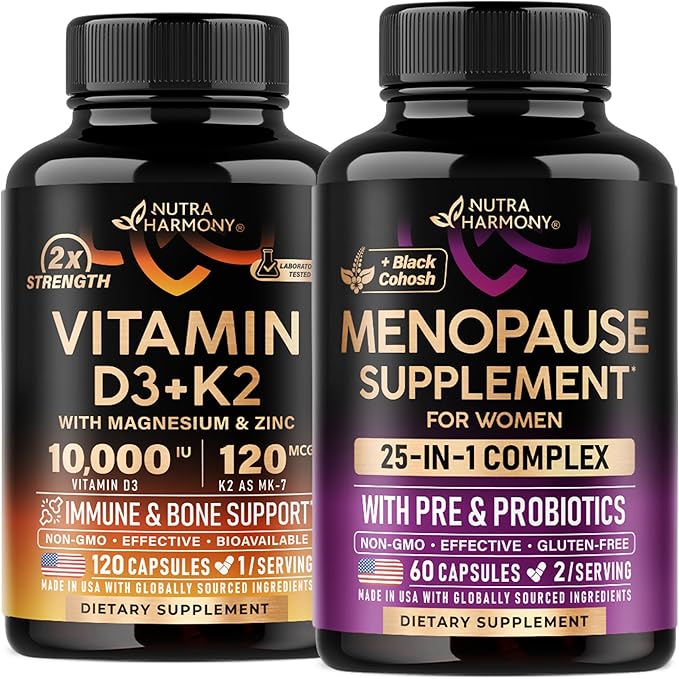 NUTRAHARMONY Vitamin D3 K2 Capsules &amp Menopause Supplement