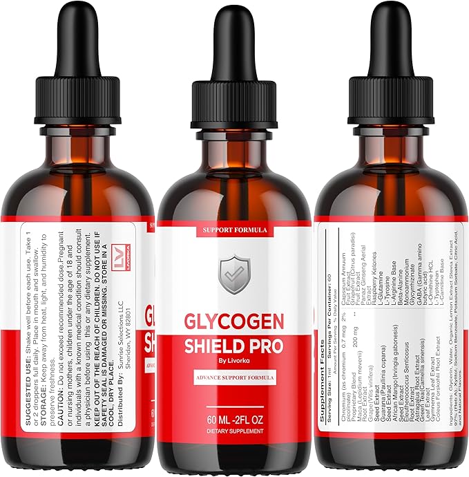 (2 Pack) Glycogen Shield Pro - Glycogen Shield Pro Drops GlycogenShield Pro Drops GlycogenShield Pro Support Glycogen Shield Pro Support Glycogen Shield Pro Supplement 2 Bottles for 60 Days