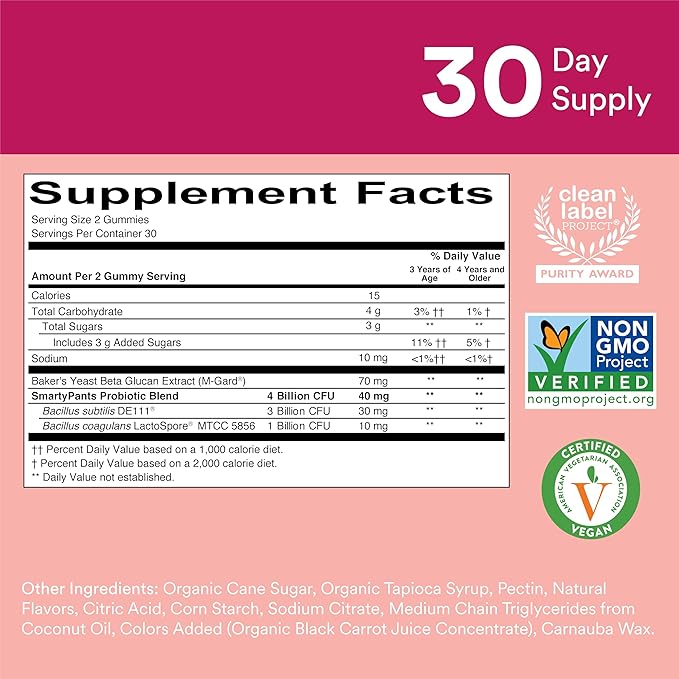 Garden of Life Dr. Formulated Organic Kids+ Probiotics Vitamins C &amp D Plus SmartyPants Kids Probiotic Immunity Gummies 60 Count