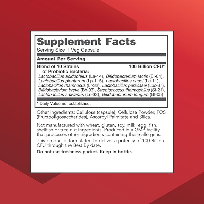 PROTOCOL FOR LIFE BALANCE Proto Dophilus 100 Billion 10 Strains - Support Digestive Gut Health Immune System &amp Detox - Dairy Wheat Soy &amp Gluten Free - Vegan &amp Nut Free - 30 Veg Capsules