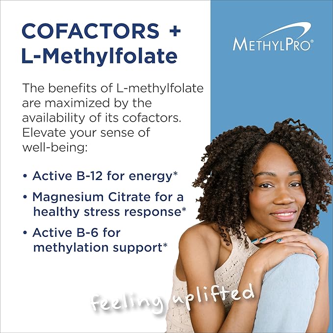 MethylPro Cofactors + L-Methylfolate 10 mg - Supports a Healthy Mindset - Vitamins B6 B12 &amp Magnesium - Active Folate for Methylation Support &amp Biochemical Reactions - 30 Servings - 30 Capsul