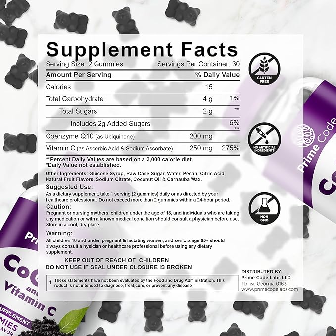 Prime Code Calcium Gummies for Women &amp Men with Magnesium Vitamin B12 Vitamin K2 &amp Vitamin D3 CoQ10 200mg &amp Vitamin C 250mg Gummies