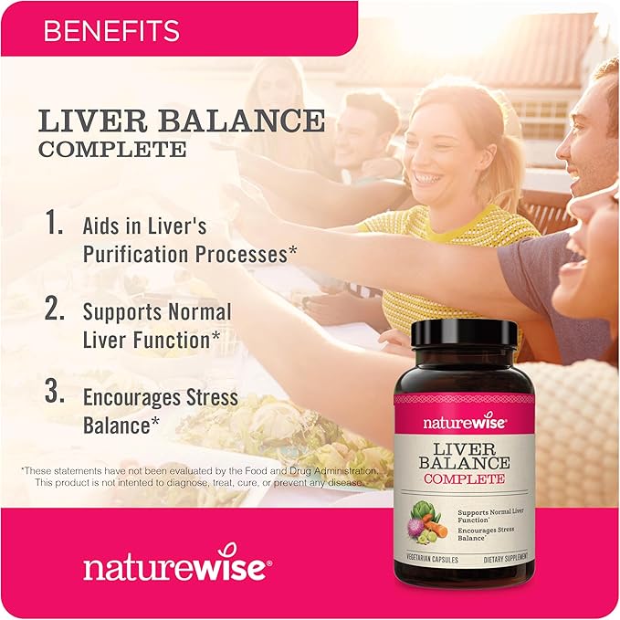 NatureWise [1] Total Colon Care Fiber Cleanse - Natural Laxative - 60 Capsules[30-Day Supply] + [1] Liver Balance - Milk Thistle Dandelion Turmeric - 60 Capsules[30-Day Supply]