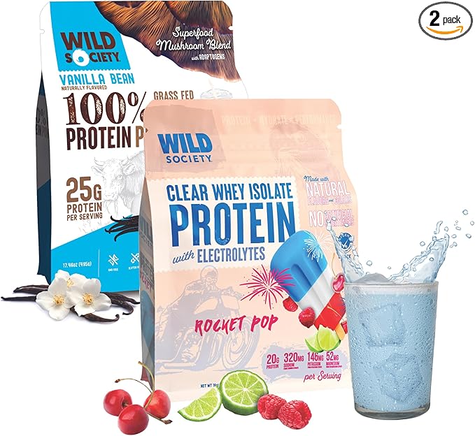 WILD SOCIETY Clear Isolate + Whey Concentrate Super Combo - Rocket Pop Clear Whey + Vanilla Bean Whey Concentrate