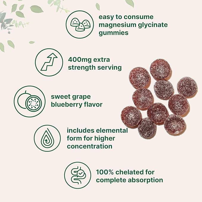 Micro Ingredients Magnesium Glycinate Gummies &amp Vitamin D3 10000IU + K2 Softgels | Bundle | Natural Grape Blueberry Flavor | Potent Elemental + Chelated Form | D &amp K Sunshine Vitamins + Cocon