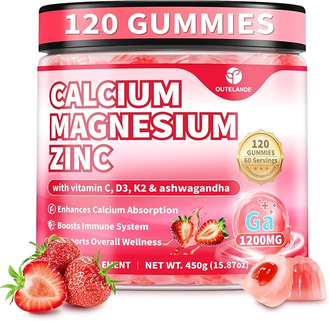 120 CT Calcium 1200 Mg with Vitamin D3 K2 Gummies for AdultsCalcium Citrate Supplements Gummies Women &amp Men - Calcium Gummies with Magnesium &amp ZincB6 B12- Extra Absorption Calcium Supplemen