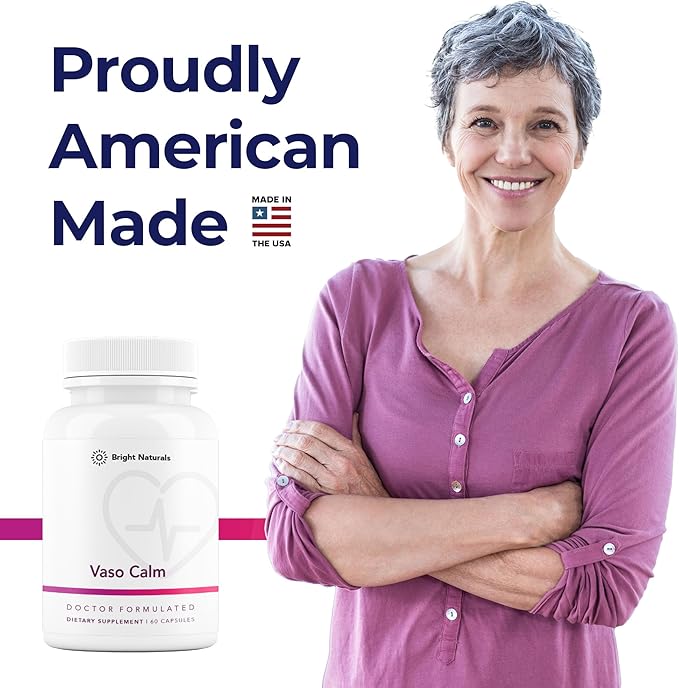 Vaso Calm - Healthy Blood Balance Supplement - Features Fermented Garlic Celery and Grape Seed Extract Hibiscus and Vitamin K2 - Made in The USA 180 Capsules