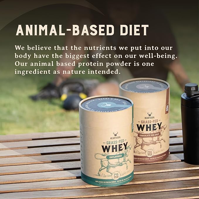 HEART &amp SOIL 100% Grass Fed Protein Powder – Single Ingredient: Whey Protein Concentrate - UNFLAVORED – Cold-Processed to Preserve Nutrients – 24g of Pure Grass Fed Whey Per Serving – 2lbs