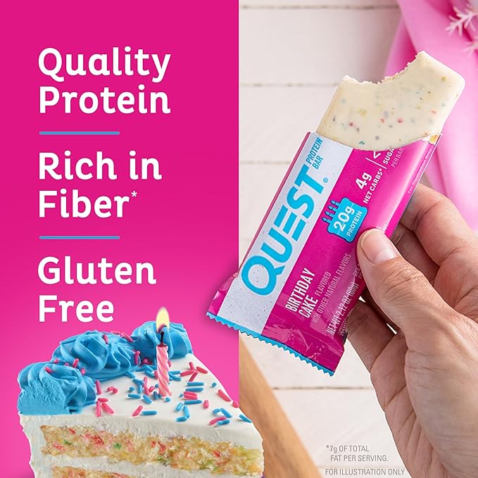 Quest Nutrition Birthday Cake Protein Bars High Protein Low Carb Gluten Free Keto Friendly 12 Count &amp Lemon Cake Protein Bars High Protein Low Carb Gluten Free Keto Friendly 12 Count