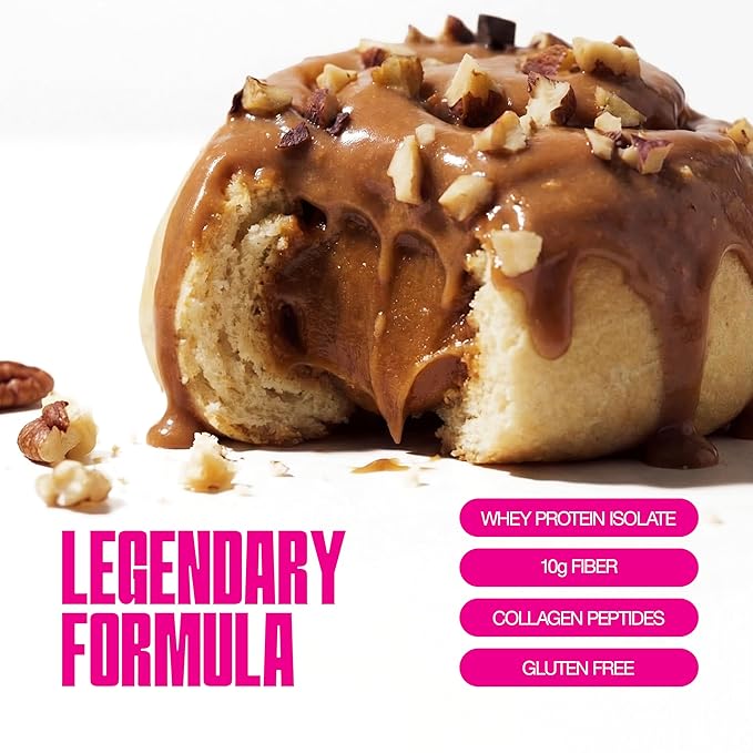 Legendary Foods Cinnamon Roll 22g Protein Bars – Gluten-Free Low Carb Meal Option – Sweet Zero Sugar Snack Keto-Friendly – 10-Pack High Protein Pre- or Post-Workout Nutrition Bars - Sticky Bun