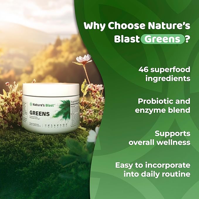 Greens Superfood Powder - 46 Superfoods Probiotics &amp Enzymes for Gut Health Metabolism &amp Energy - Vegan Green Powder Blend 1 Bottle - 30 Servings