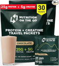 Nutrition On The Go Whey Protein Isolate Packets with Creatine – 25g Protein + 5g Creatine – Single-Serve Travel Protein Powder – Chocolate (30-Pack)