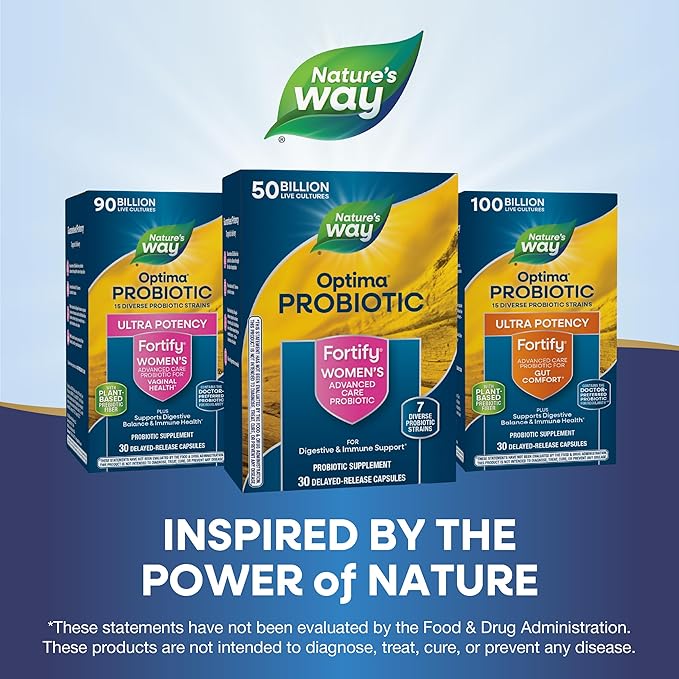 Nature's Way Fortify Optima Women's Probiotics 50 Billion Live Cultures 7 Strains Supports Digestive and Immune Health* 30 Capsules (Packaging May Vary)