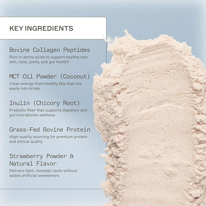 Amy Myers MD Paleo Protein Powder - Strawberries &amp Cream 20 Servings - Collagen-Based Gut Function Support - Gluten-Free &amp Non-Dairy Protein Supplement
