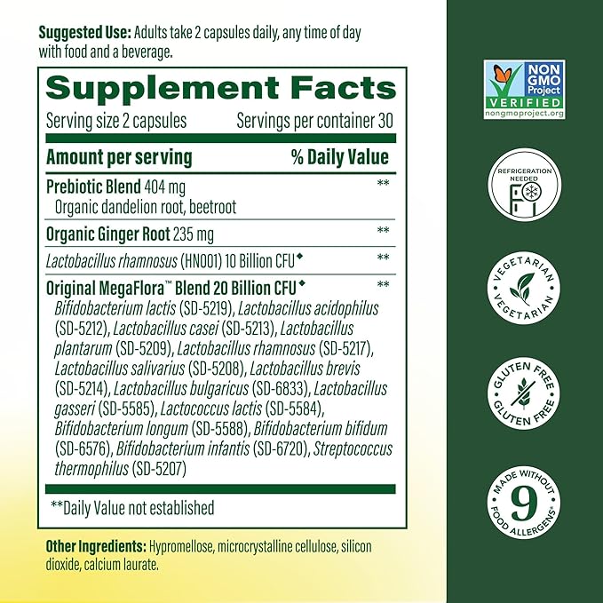 MegaFood Baby &amp Me 2 Prenatal Prebiotics and Probiotics for Women &amp Developing Baby with 30 Billion CFU Vegetarian and Non-GMO 60 Caps (30 Servings)