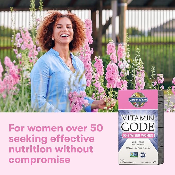 Garden of Life Vitamin Code Multivitamin for Women 50 &amp Over B Vitamins A C D3 E &amp K CoQ10 Probiotics &amp Enzymes for Women 50 Plus 240 Capsules