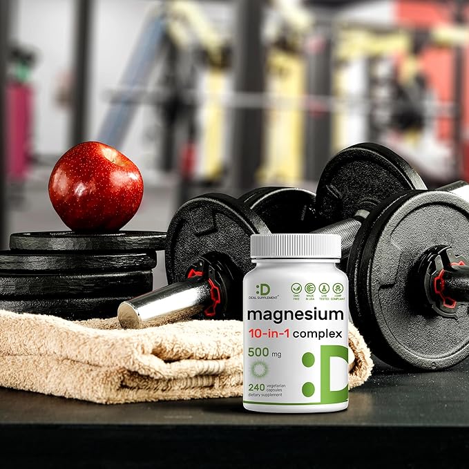 Magnesium Complex 500mg 480 Veggie Capsules – Pack of 2 | 10-in-1 Glycinate Citrate Malate Oxide &amp More – 100% Chelated for Easy Absorption – Essential Mineral Supplement – Non-GMO
