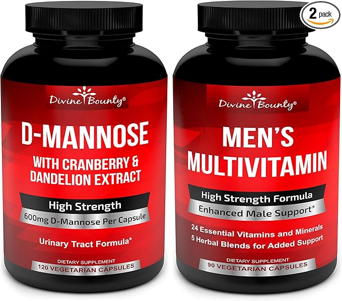 Divine Bounty D-Mannose Capsules &amp Mens Multivitamin Bundle