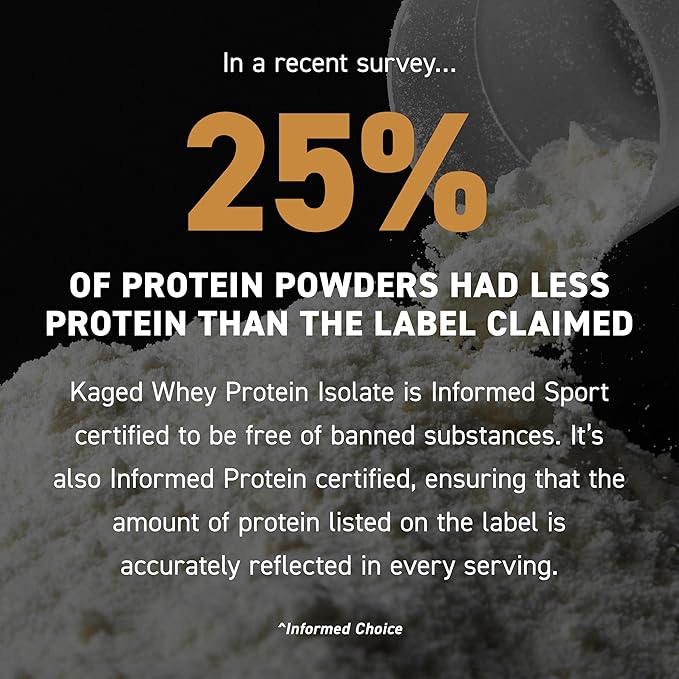 Kaged Whey Protein Isolate Powder | Vanilla | 100% Pure Low Lactose Whey | Post Workout Recovery Drink | Supports Muscle-Building | 25g per Serving | 41 Servings
