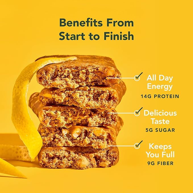 ALOHA Organic Plant Based Protein Bars - Lemon Cashew - 12-Count - Vegan Low Sugar Gluten-Free Paleo Low Carb Non-GMO No Stevia &amp No Erythritol