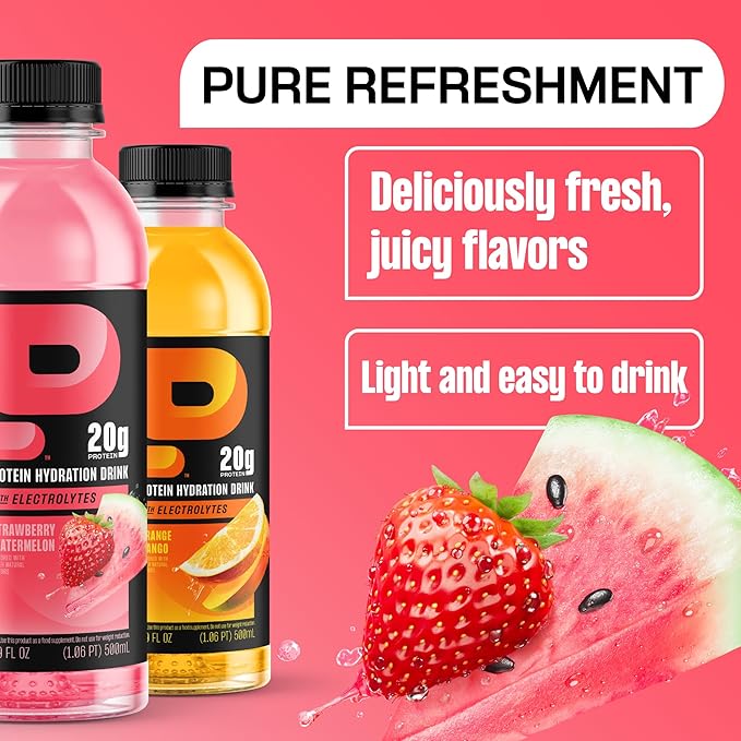 Protein2o Hydration Drink - 2-in-1 Liquid Clear Whey Protein Isolate and Electrolyte Drink - 20g Protein Vitamins B5 B6 - Post-Workout Recovery - 16.9 Fl Oz - 12 Count Variety Pack