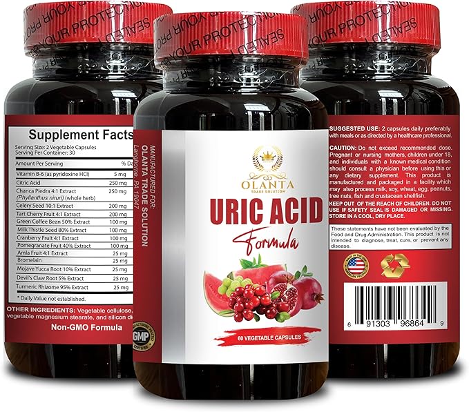 URIC Acid - Tart Cherry Capsules Celery Seed Uric Acid Support Supplement Uric Acid Advanced Formula Powerful Antioxidant Pills - 2 Bottles 120 Capsules