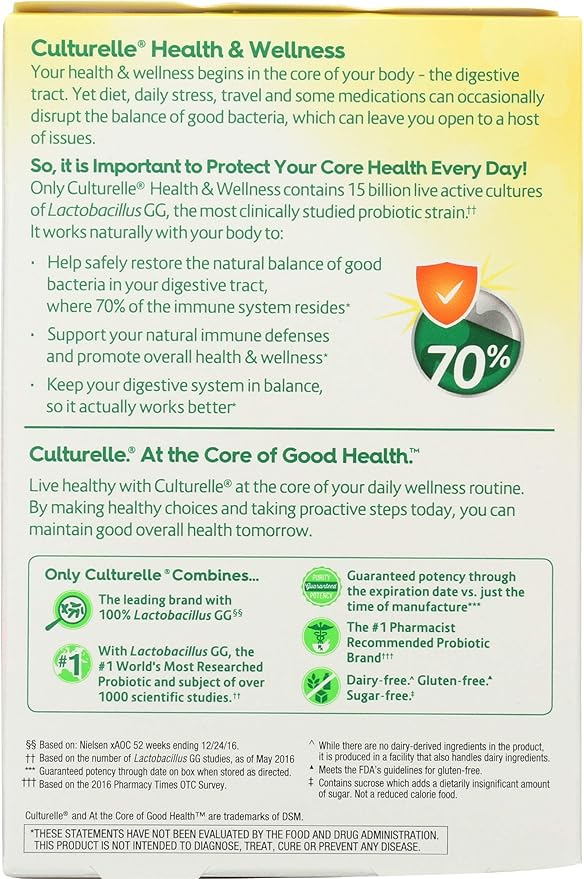 Culturelle Health &amp Wellness Probiotic Vegetarian Capsules 30 ea