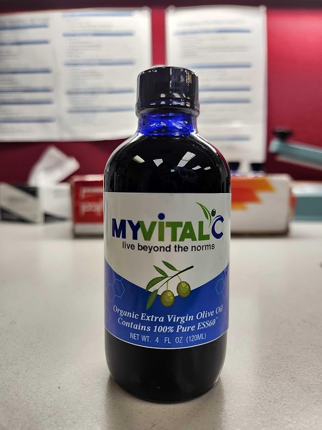 MyVitalC Combo of ESS60 Organic Extra Virgin Olive Oil &amp MyVitalPet ESS60 Extra Virgin Olive Oil for Dog &amp Pets Bacon Flavored - for Longevity - Nootropic - Sleep - Energy - Focus - Pack of 2