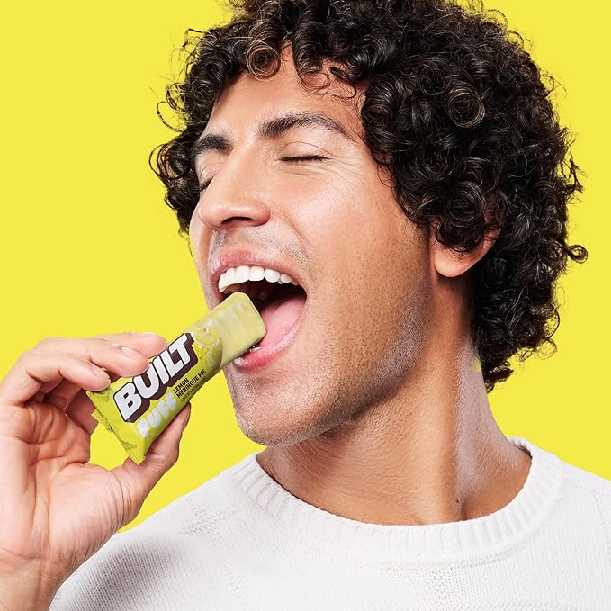 BUILT Bar Puff Protein Bars - Lemon Meringue Pie - 16g Protein Snack Bars with Collagen - Calorie Conscious &amp Gluten Free - 12 Count